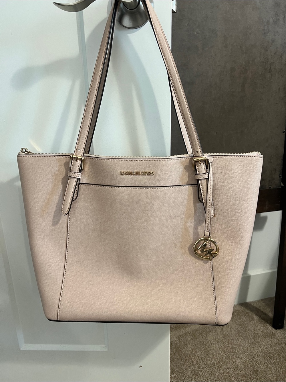 Michael Kors Blush Pink Saffiano Tote with Gold Accents